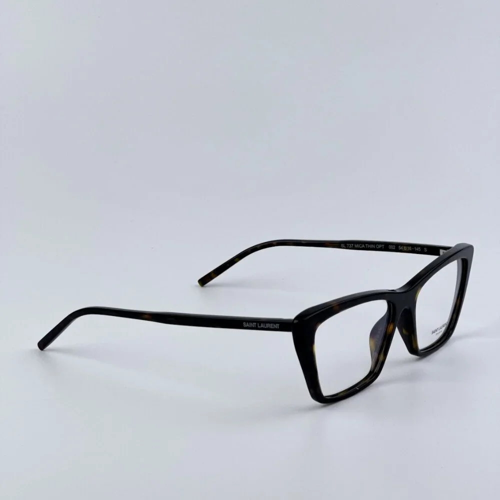 Saint Laurent SL737 MICA THIN OPT 002 BRAND NEW Eyeglasses Dark Havana Cat Eye U